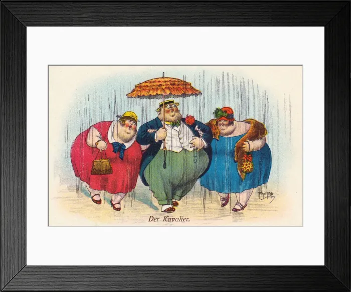 Framed Print : Comic German postcard -- The Cavalier Framed Print : Comic German postcard -- The Cavalier