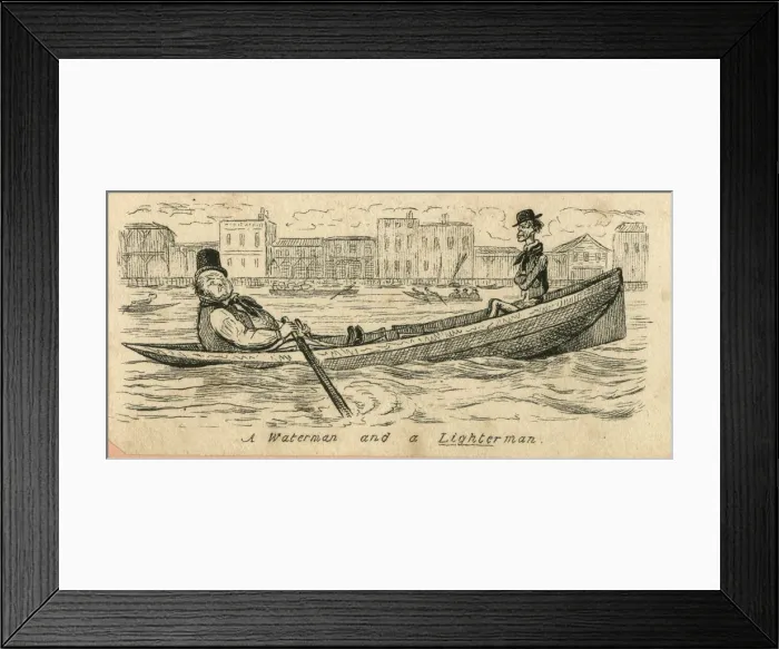 Framed Print : Cartoon, A Waterman and a Lighterman Framed Print : Cartoon, A Waterman and a Lighterman