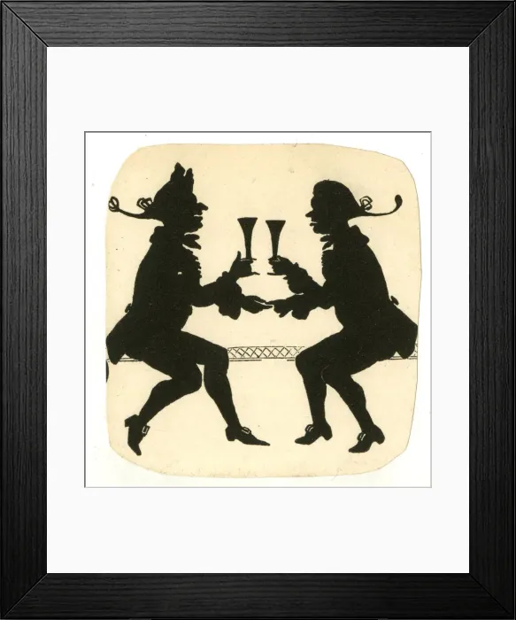 Framed Print : Silhouette, Two men sitting drinking Framed Print : Silhouette, Two men sitting drinking