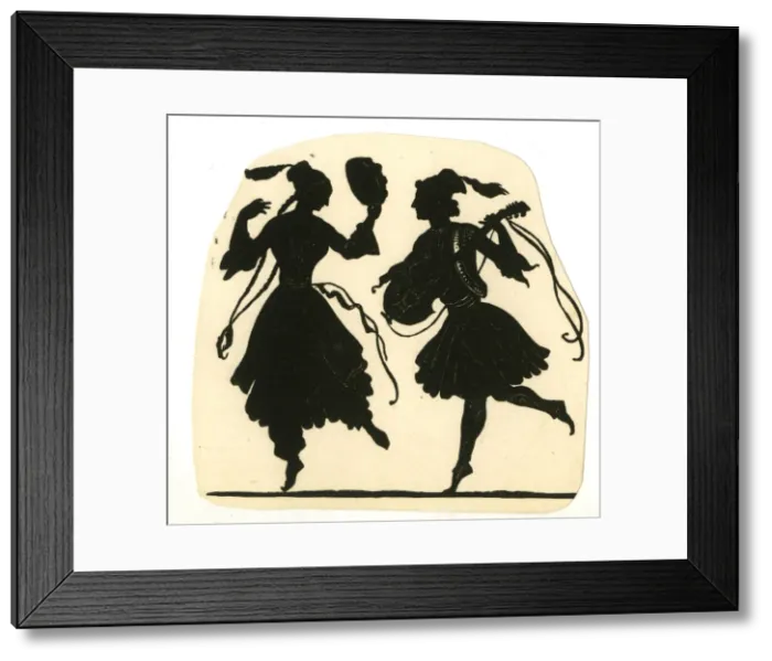 Framed Print : Silhouette, Ottoman Musician and Dancer Framed Print : Silhouette, Ottoman Musician and Dancer
