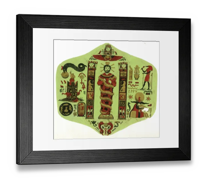 Framed Print : Early Victorian Label - Egyptian hieroglyphs pastiche Framed Print : Early Victorian Label - Egyptian hieroglyphs pastiche