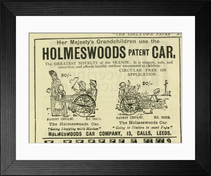 Framed Print : Advert, Holmeswoods Patent Car Framed Print : Advert, Holmeswoods Patent Car