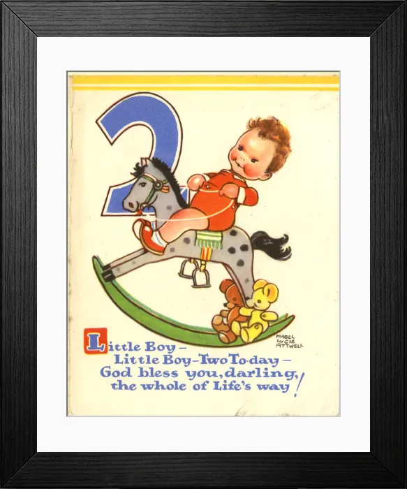 Framed Print : Mabel Lucie Attwell, birthday card, age 2 Framed Print : Mabel Lucie Attwell, birthday card, age 2