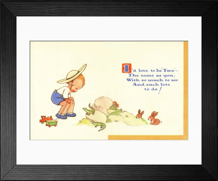 Framed Print : Mabel Lucie Attwell, birthday card, age 2 Framed Print : Mabel Lucie Attwell, birthday card, age 2