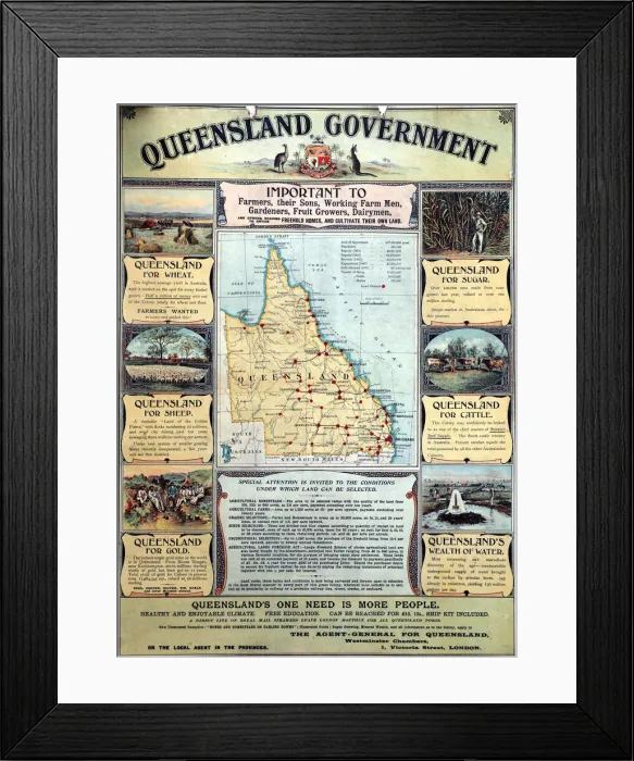 Framed Print : Advert for Queensland, Australia Framed Print : Advert for Queensland, Australia
