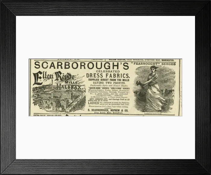 Framed Print : Advert, Scarboroughs Dress Fabrics, Halifax Framed Print : Advert, Scarboroughs Dress Fabrics, Halifax