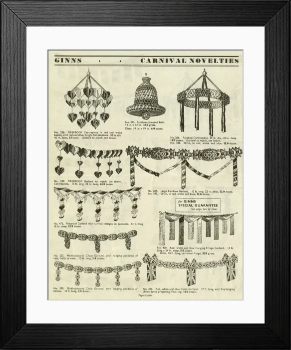 Framed Print : Victor G Ginn catalogue, Carnival Bunting Framed Print : Victor G Ginn catalogue, Carnival Bunting