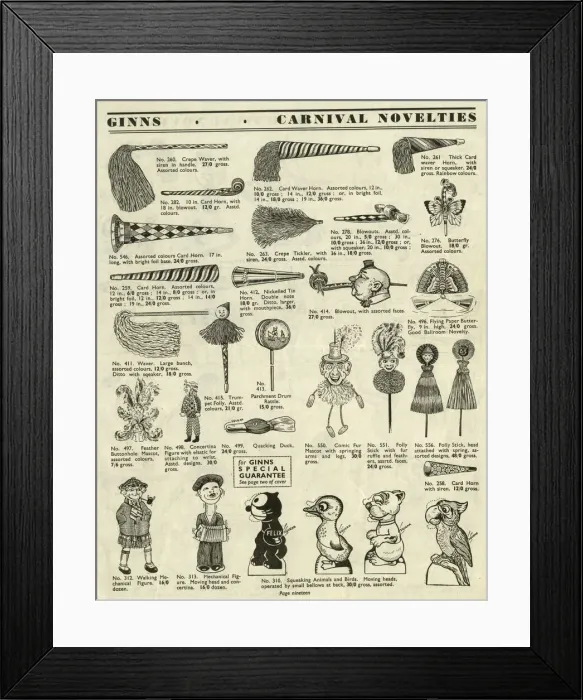 Framed Print : Victor G Ginn catalogue, Carnival Novelties Framed Print : Victor G Ginn catalogue, Carnival Novelties