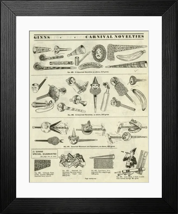 Framed Print : Victor G Ginn catalogue, Carnival Novelties