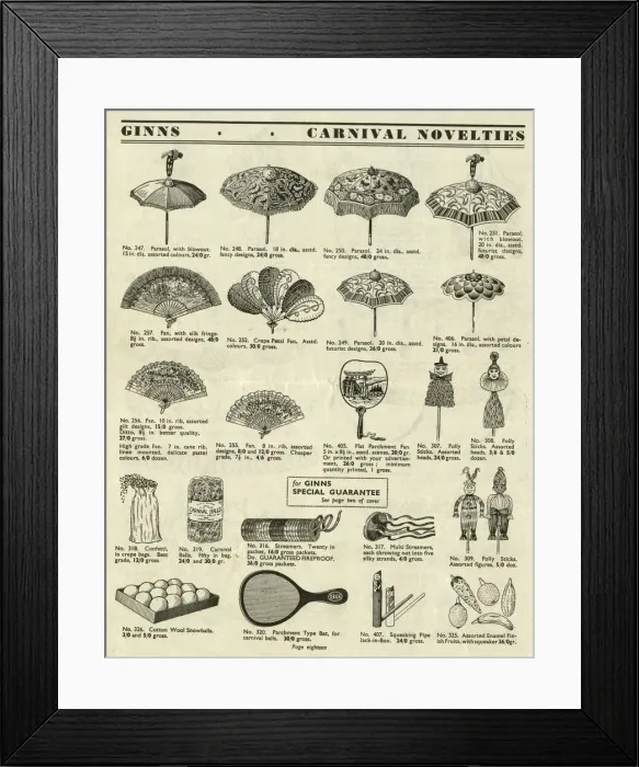Framed Print : Victor G Ginn catalogue, Carnival Novelties Framed Print : Victor G Ginn catalogue, Carnival Novelties