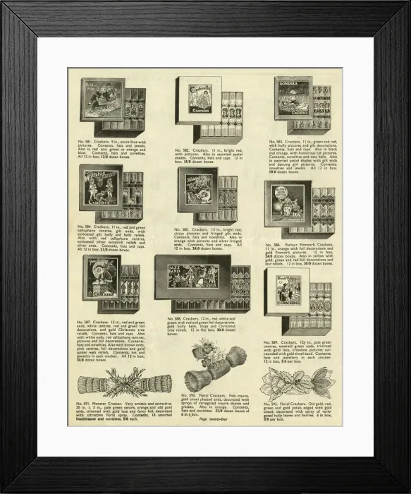 Framed Print : Victor G Ginn catalogue, Christmas Crackers Framed Print : Victor G Ginn catalogue, Christmas Crackers