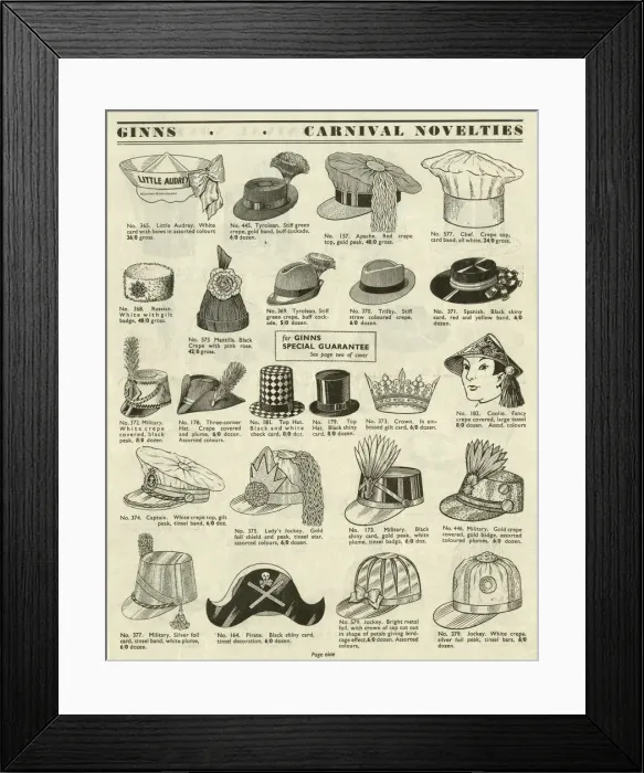Framed Print : Victor G Ginn catalogue, Novelty Party Hats Framed Print : Victor G Ginn catalogue, Novelty Party Hats