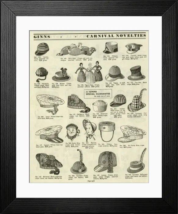 Framed Print : Victor G Ginn catalogue, Novelty Party Hats Framed Print : Victor G Ginn catalogue, Novelty Party Hats