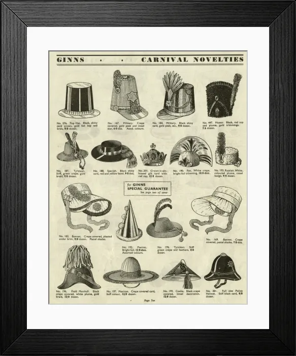 Framed Print : Victor G Ginn catalogue, Novelty Party Hats Framed Print : Victor G Ginn catalogue, Novelty Party Hats