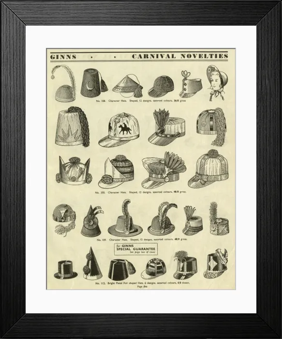 Framed Print : Victor G Ginn catalogue, Novelty Party Hats Framed Print : Victor G Ginn catalogue, Novelty Party Hats