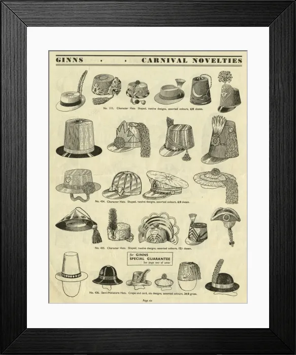Framed Print : Victor G Ginn catalogue, Novelty Party Hats Framed Print : Victor G Ginn catalogue, Novelty Party Hats
