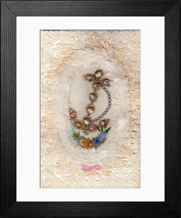 Framed Print : Anchor and flowers on a paper lace greetings card Framed Print : Anchor and flowers on a paper lace greetings card