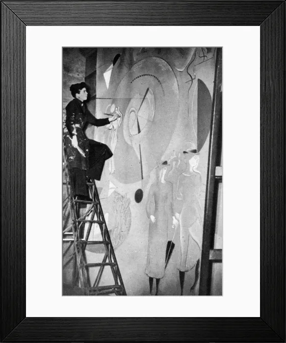Framed Print : Mary Kessell working on mural 1938 Framed Print : Mary Kessell working on mural 1938