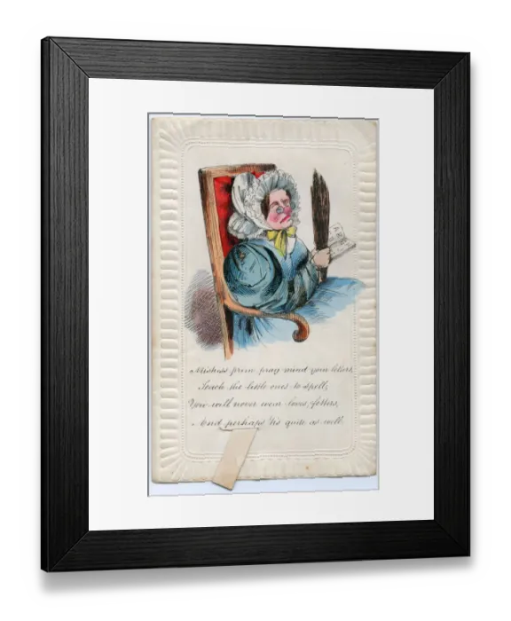 Framed Print : Old maid on a comic greetings card Framed Print : Old maid on a comic greetings card
