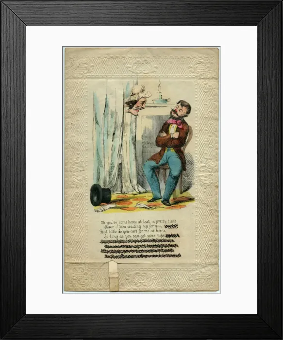 Framed Print : Married couple on a comic greetings card Framed Print : Married couple on a comic greetings card