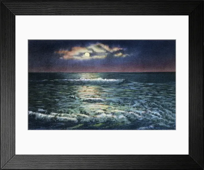 Framed Print : Moonlight on the Atlantic Ocean, Atlantic City, New Jersey Framed Print : Moonlight on the Atlantic Ocean, Atlantic City, New Jersey