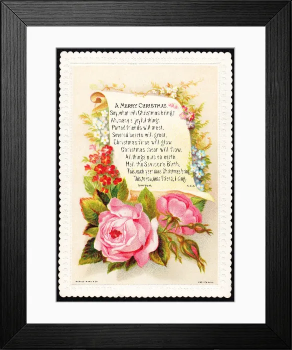 Framed Print : Pink roses on a Christmas card Framed Print : Pink roses on a Christmas card