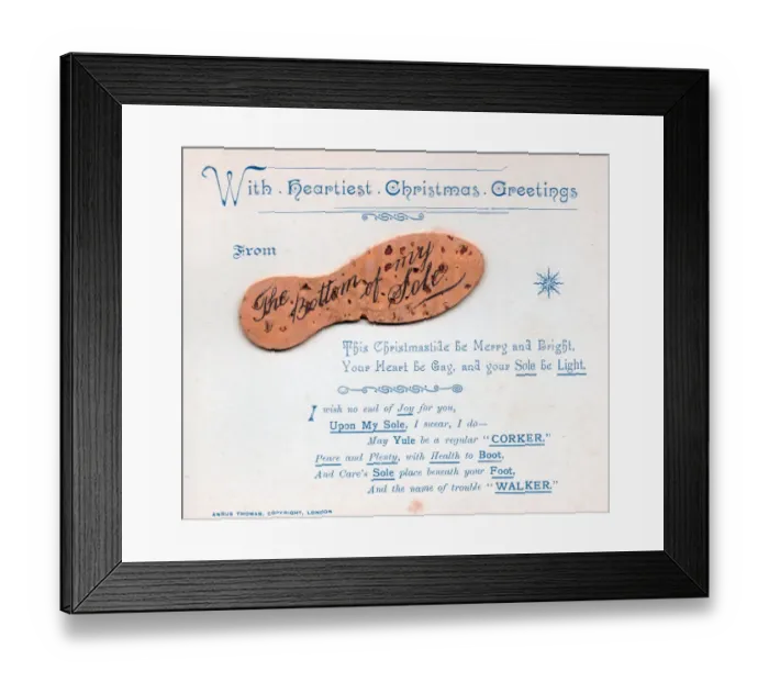 Framed Print : Sole with comic verse on a Christmas card Framed Print : Sole with comic verse on a Christmas card