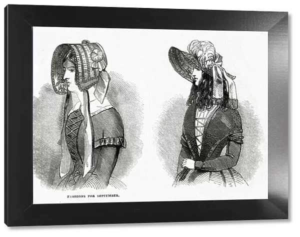 Fashionable bonnets for September 1844