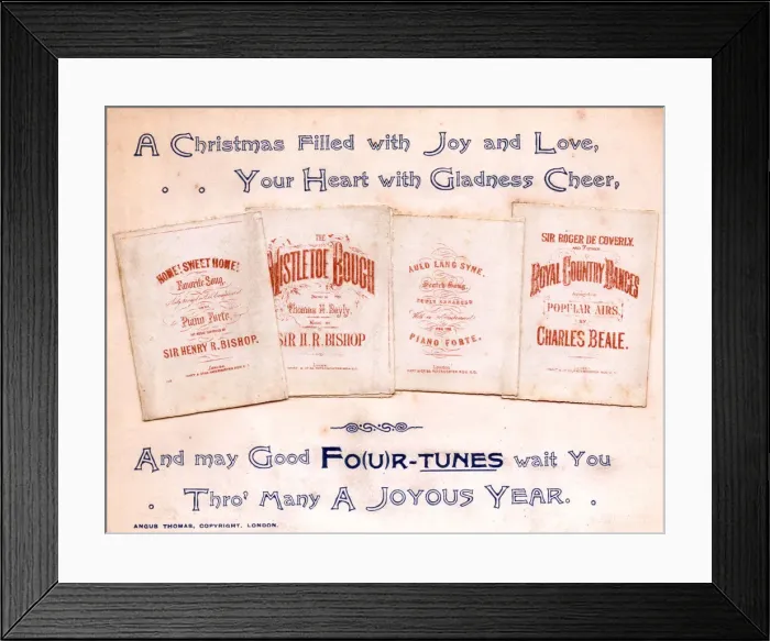 Framed Print : Sheet music with comic verse on a Christmas card Framed Print : Sheet music with comic verse on a Christmas card