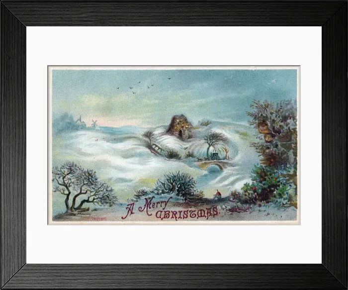Framed Print : Rural snow scene on a Christmas card Framed Print : Rural snow scene on a Christmas card