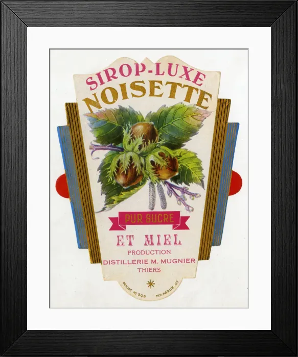 Framed Print : Label, Sirop-Luxe Noisette Framed Print : Label, Sirop-Luxe Noisette