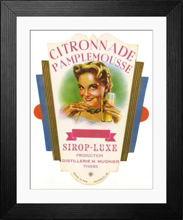 Framed Print : Label, Citronnade Pamplemousse Framed Print : Label, Citronnade Pamplemousse