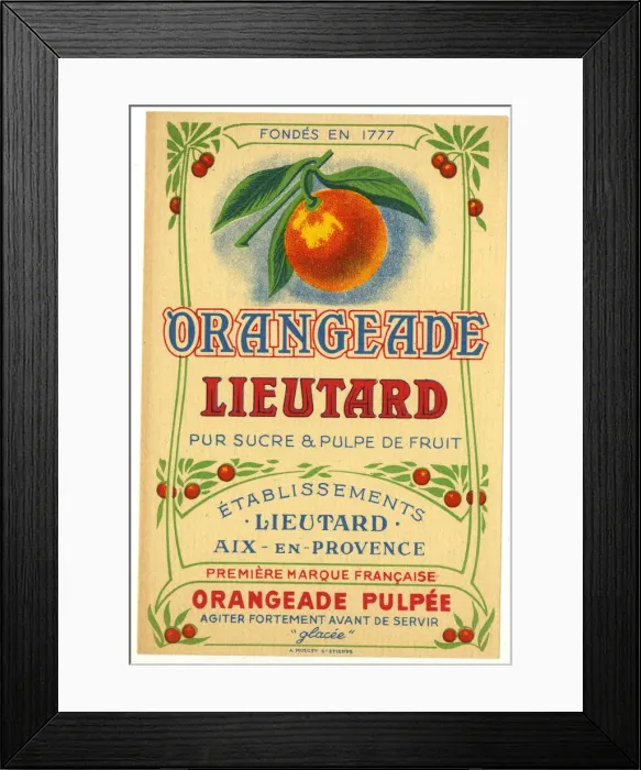 Framed Print : Label, Orangeade Lieutard Framed Print : Label, Orangeade Lieutard