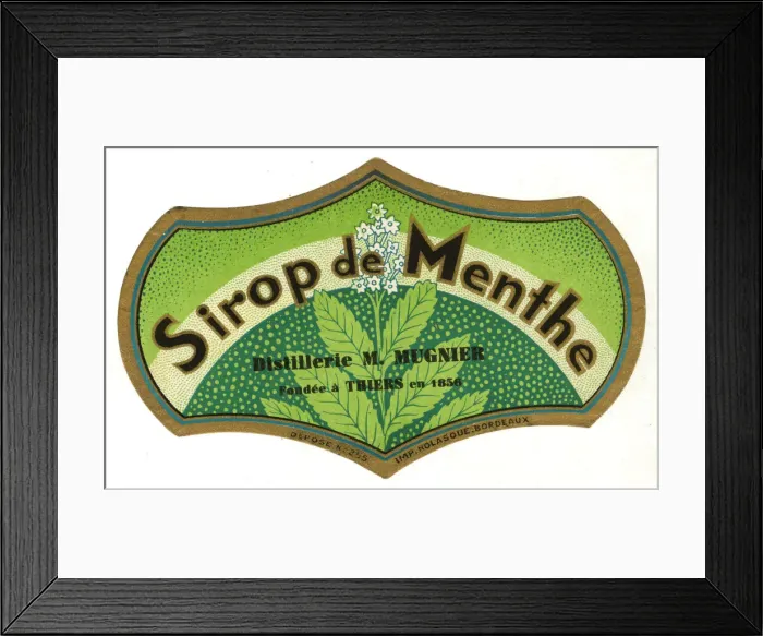 Framed Print : Label, Sirop de Menthe Framed Print : Label, Sirop de Menthe