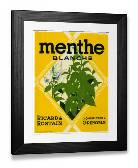 Framed Print : Label, Menthe Blanche Framed Print : Label, Menthe Blanche
