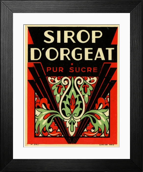 Framed Print : Label, Sirop d Orgeat Framed Print : Label, Sirop d Orgeat