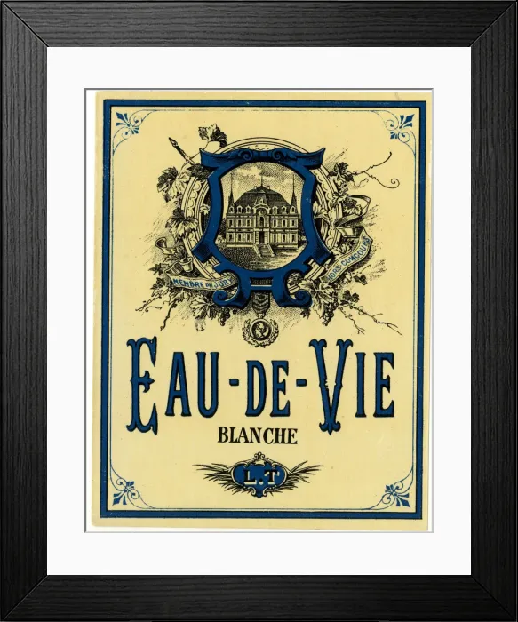Framed Print : Label, Eau-de-Vie Blanche Framed Print : Label, Eau-de-Vie Blanche