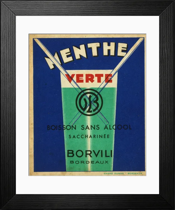 Framed Print : Label, Menthe Verte Framed Print : Label, Menthe Verte
