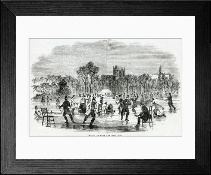 Framed Print : Ice skating at St. Jamess Park, London 1844 Framed Print : Ice skating at St. Jamess Park, London 1844