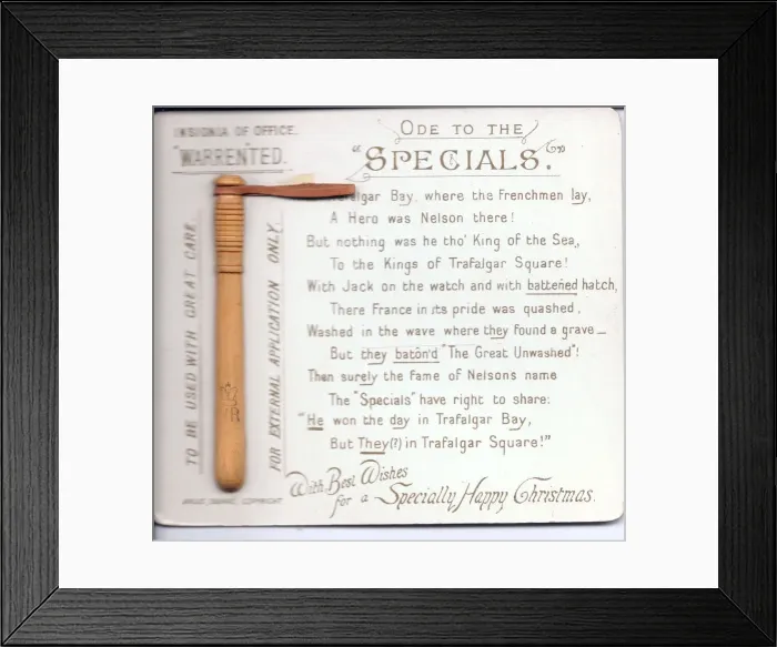 Framed Print : Truncheon with comic verse on a Christmas card Framed Print : Truncheon with comic verse on a Christmas card