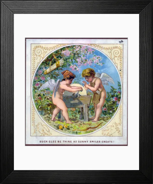 Framed Print : Cupids on a romantic card by Robert Dudley Framed Print : Cupids on a romantic card by Robert Dudley