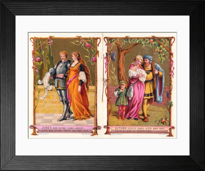 Framed Print : Pages of a calendar booklet for June and Autumn Framed Print : Pages of a calendar booklet for June and Autumn