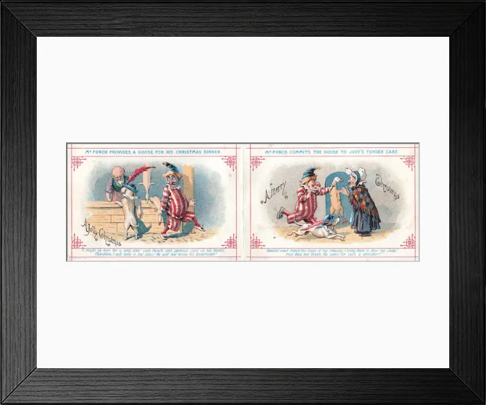 Framed Print : Mr Punch and Judy on a Christmas card Framed Print : Mr Punch and Judy on a Christmas card