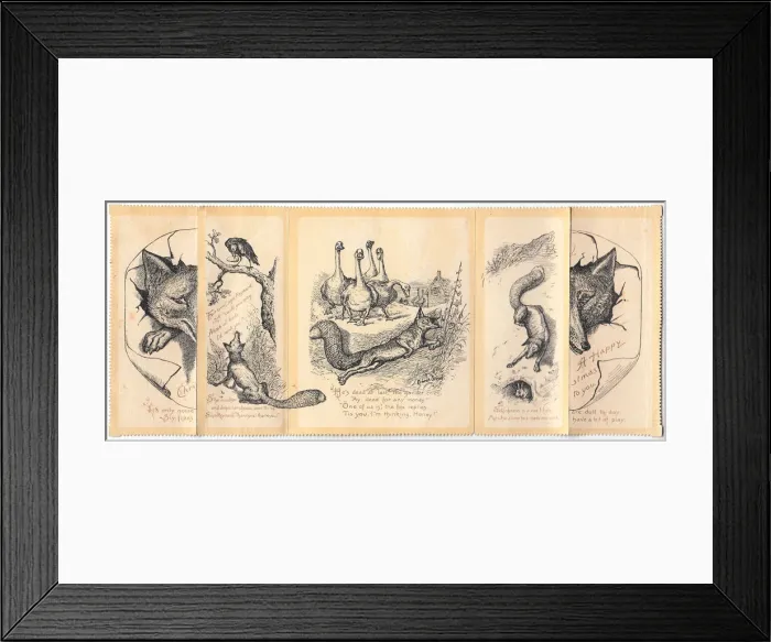 Framed Print : Foxs adventures with verses inside a Christmas card Framed Print : Foxs adventures with verses inside a Christmas card