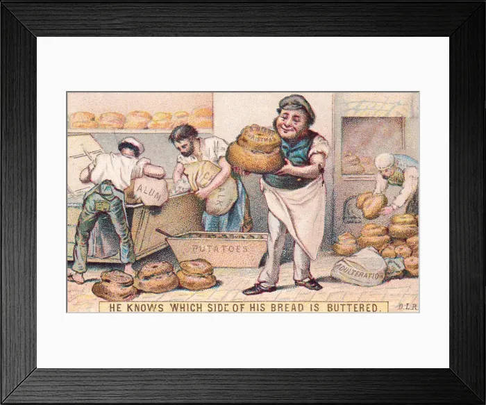 Framed Print : Bakers with bread on a Christmas card Framed Print : Bakers with bread on a Christmas card