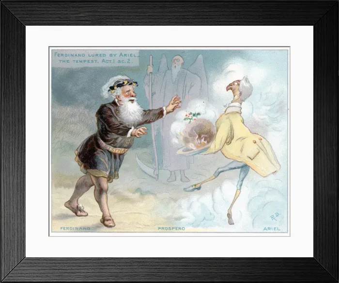 Framed Print : Comic Christmas card, scene from The Tempest Framed Print : Comic Christmas card, scene from The Tempest