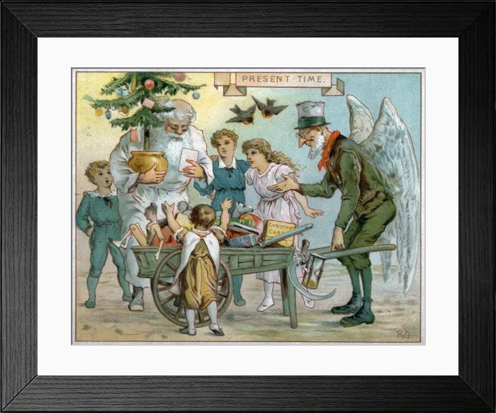 Framed Print : Christmas card, Present Time Framed Print : Christmas card, Present Time