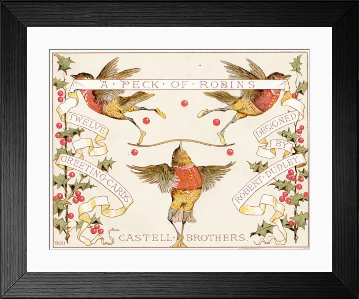 Framed Print : Cover design, Christmas cards, A Peck of Robins Framed Print : Cover design, Christmas cards, A Peck of Robins