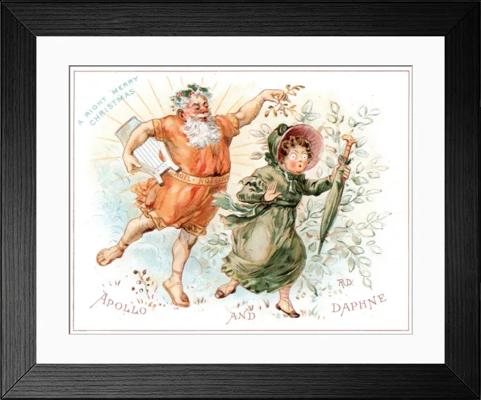 Framed Print : Comic Christmas card, Apollo and Daphne Framed Print : Comic Christmas card, Apollo and Daphne