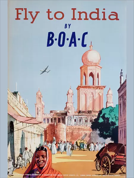 Poster, Fly to India by BOAC
